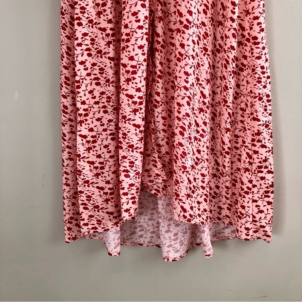 Vintage Floral Button Front Maxi Dress Pink Red Long Sleeve Women’s Small - Picture 7 of 14